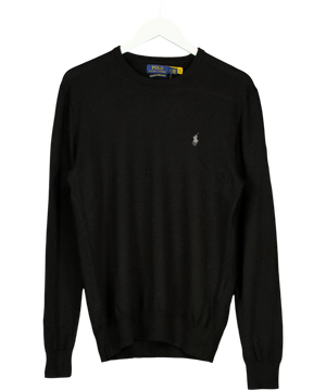 Polo Ralph Lauren Washable Merino Wool Crewneck Black White UK M
