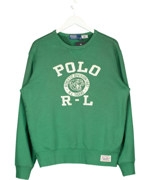 Polo By Ralph Lauren Green And White V-Inset Sweatshirt UK M
