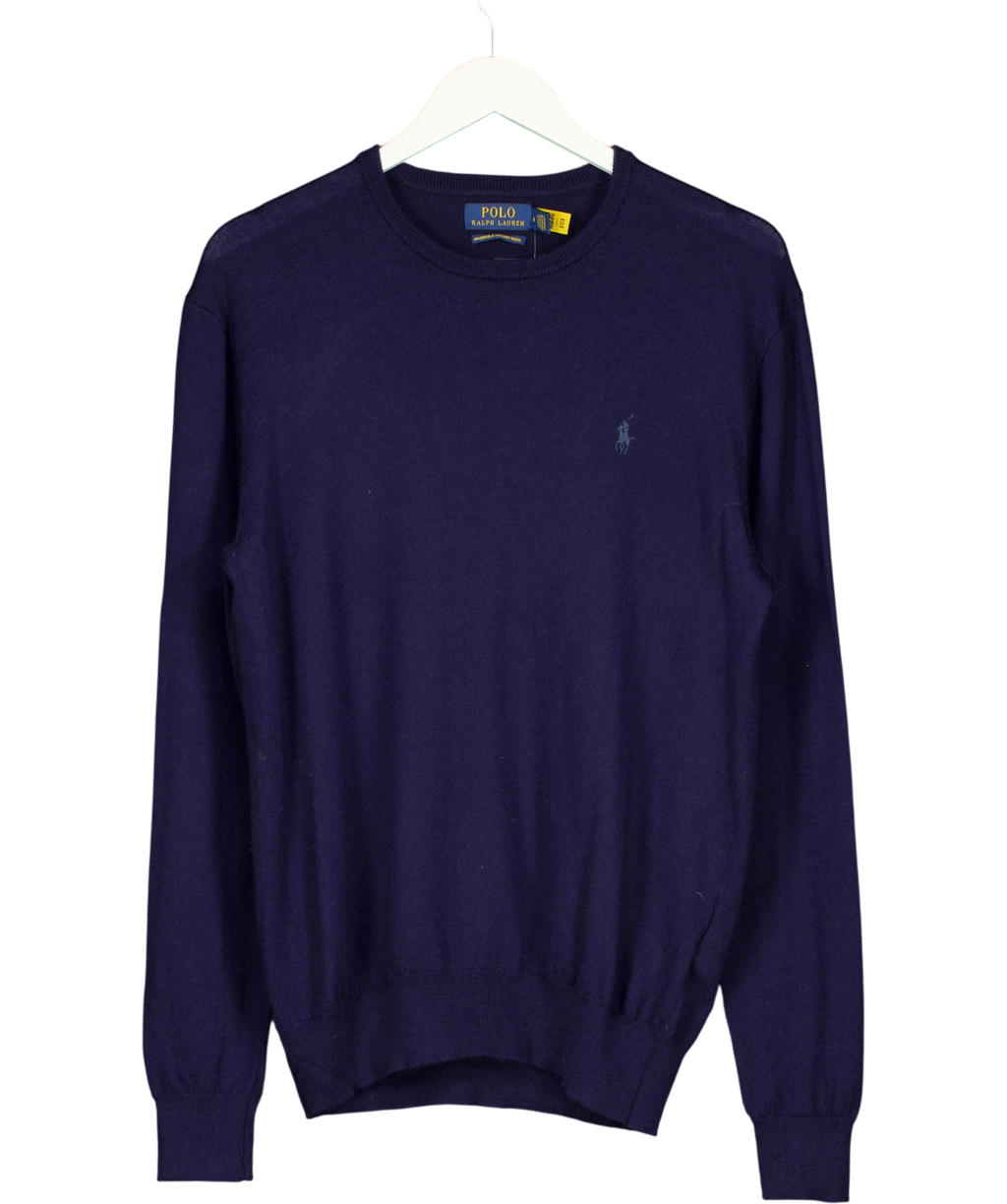 Polo Ralph Lauren Blue Washable Wool Crewneck Jumper, size UK M — front
