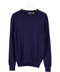 Polo Ralph Lauren Blue Washable Wool Crewneck Jumper, size UK M — front