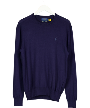 Polo Ralph Lauren Washable Merino Wool Crewneck Jumper Blue UK M