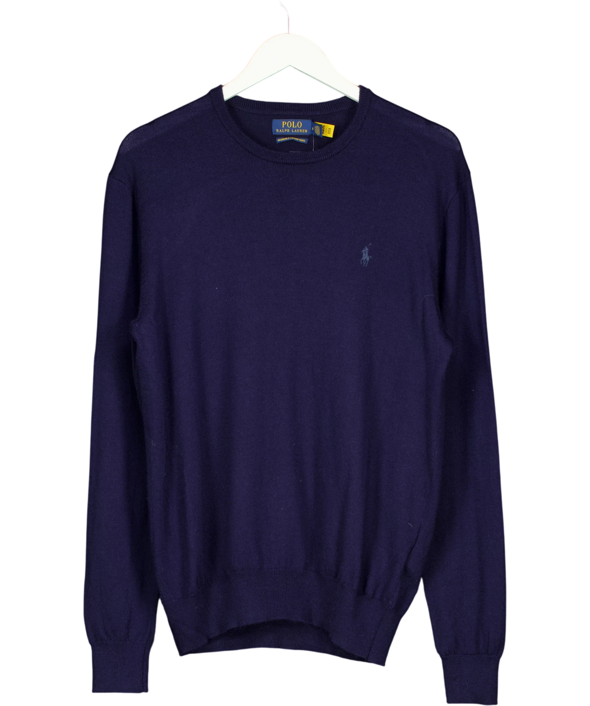 Polo Ralph Lauren Blue Washable Wool Crewneck Jumper, size UK M — front