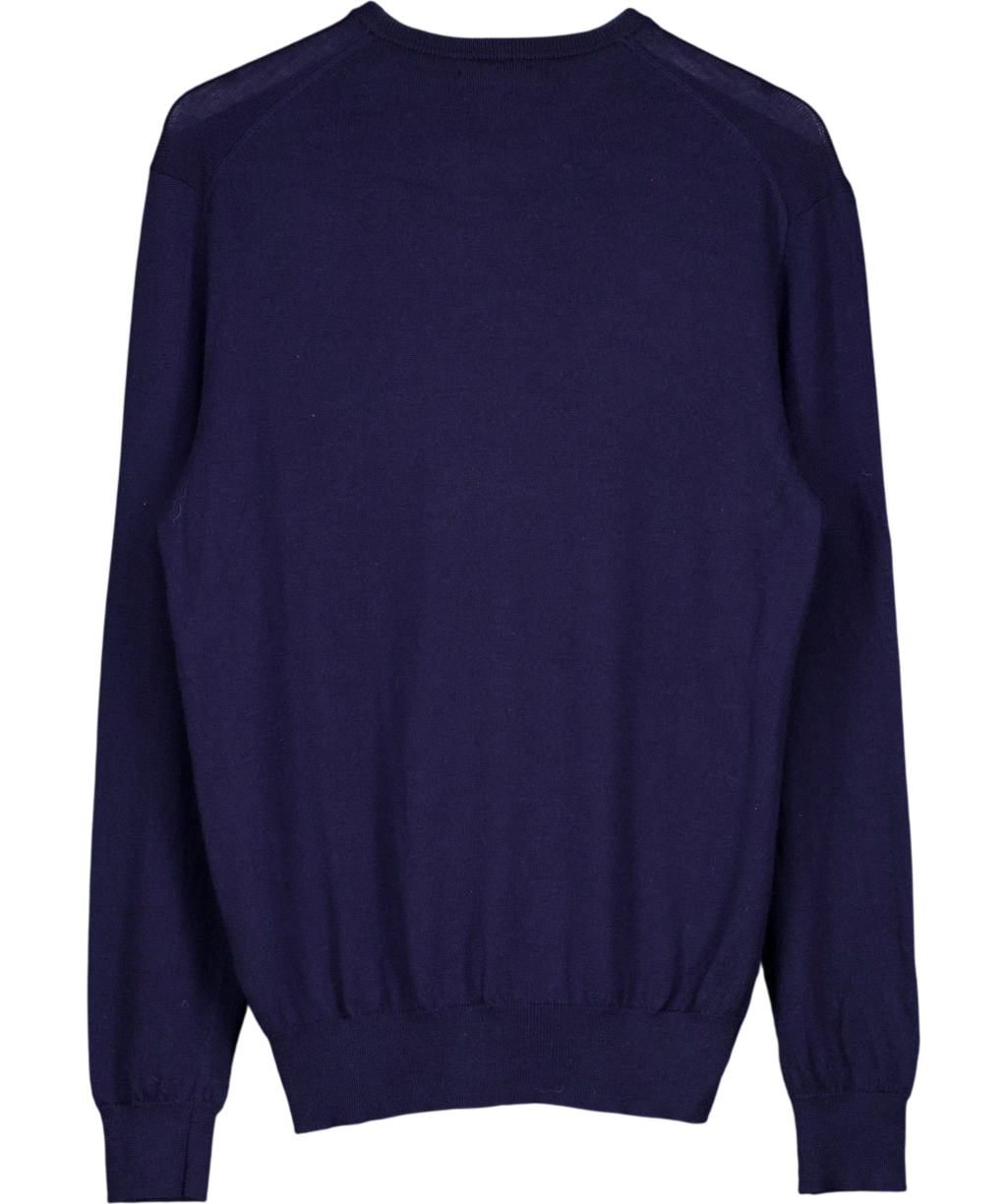 Polo Ralph Lauren Blue Washable Wool Crewneck Jumper, size UK M — back