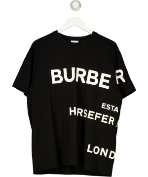 Burberry Black Horseferry Print Cotton Oversized T-Shirt UK S