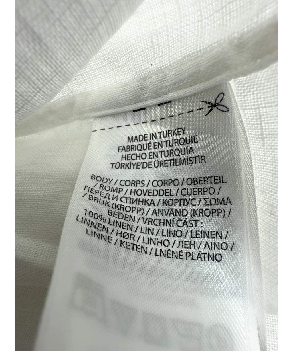 Polo Ralph Lauren White Classic Fit Short-Sleeve Linen Shirt, size UK M — label