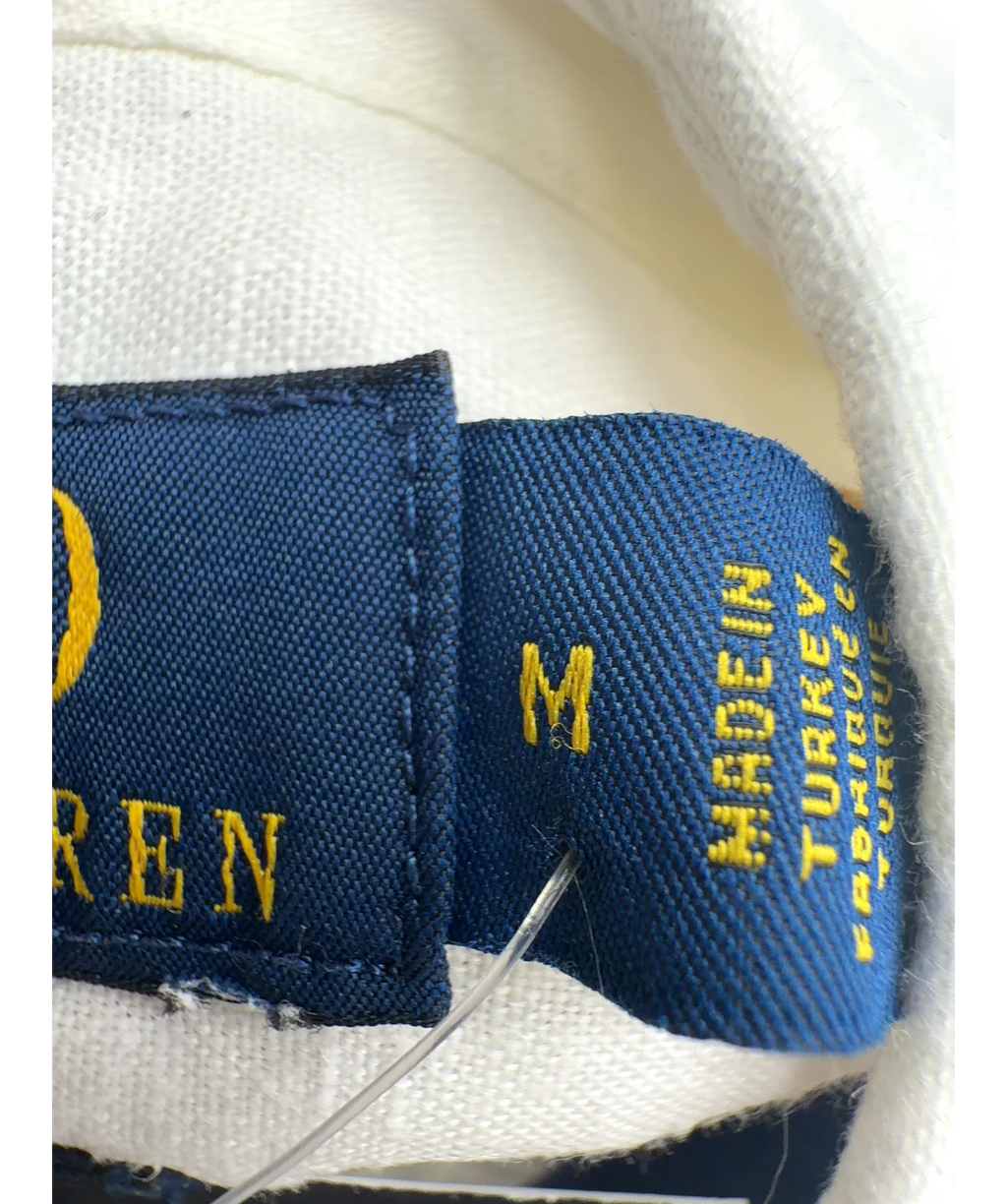 Polo Ralph Lauren White Classic Fit Short-Sleeve Linen Shirt, size UK M — care label