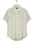 Polo Ralph Lauren White Classic Fit Short-Sleeve Linen Shirt, size UK M — front