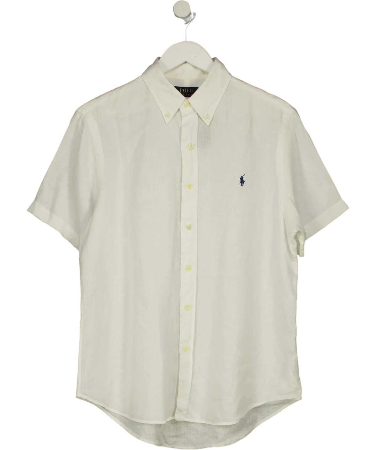 Polo Ralph Lauren White Classic Fit Short-Sleeve Linen Shirt, size UK M — front