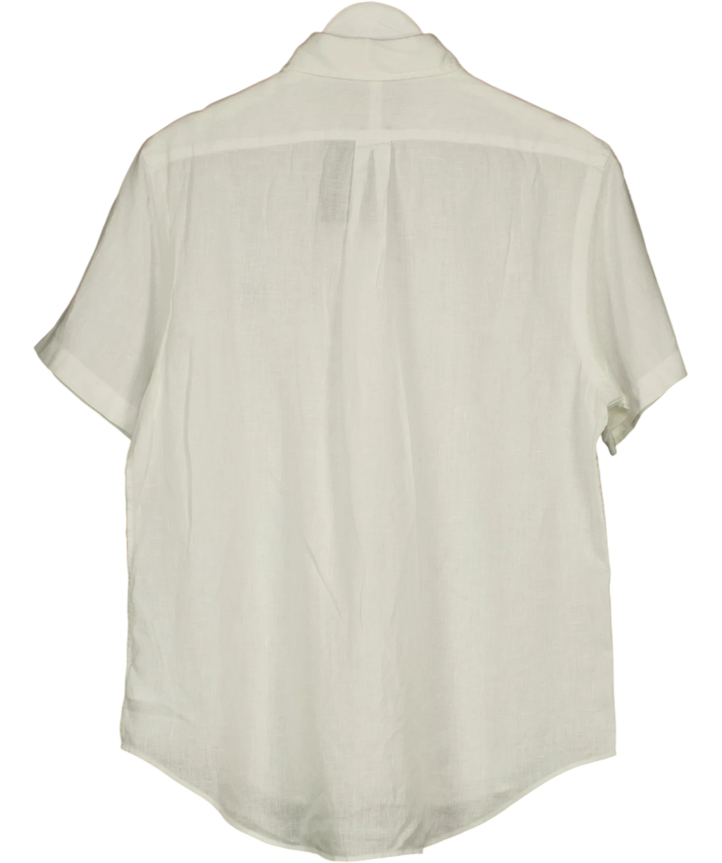 Polo Ralph Lauren White Classic Fit Short-Sleeve Linen Shirt, size UK M — back