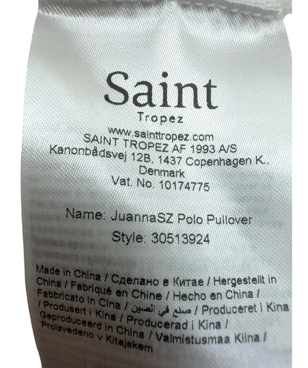 Saint Tropez White JuannaSZ Polo Pullover, size UK S — fabric detail