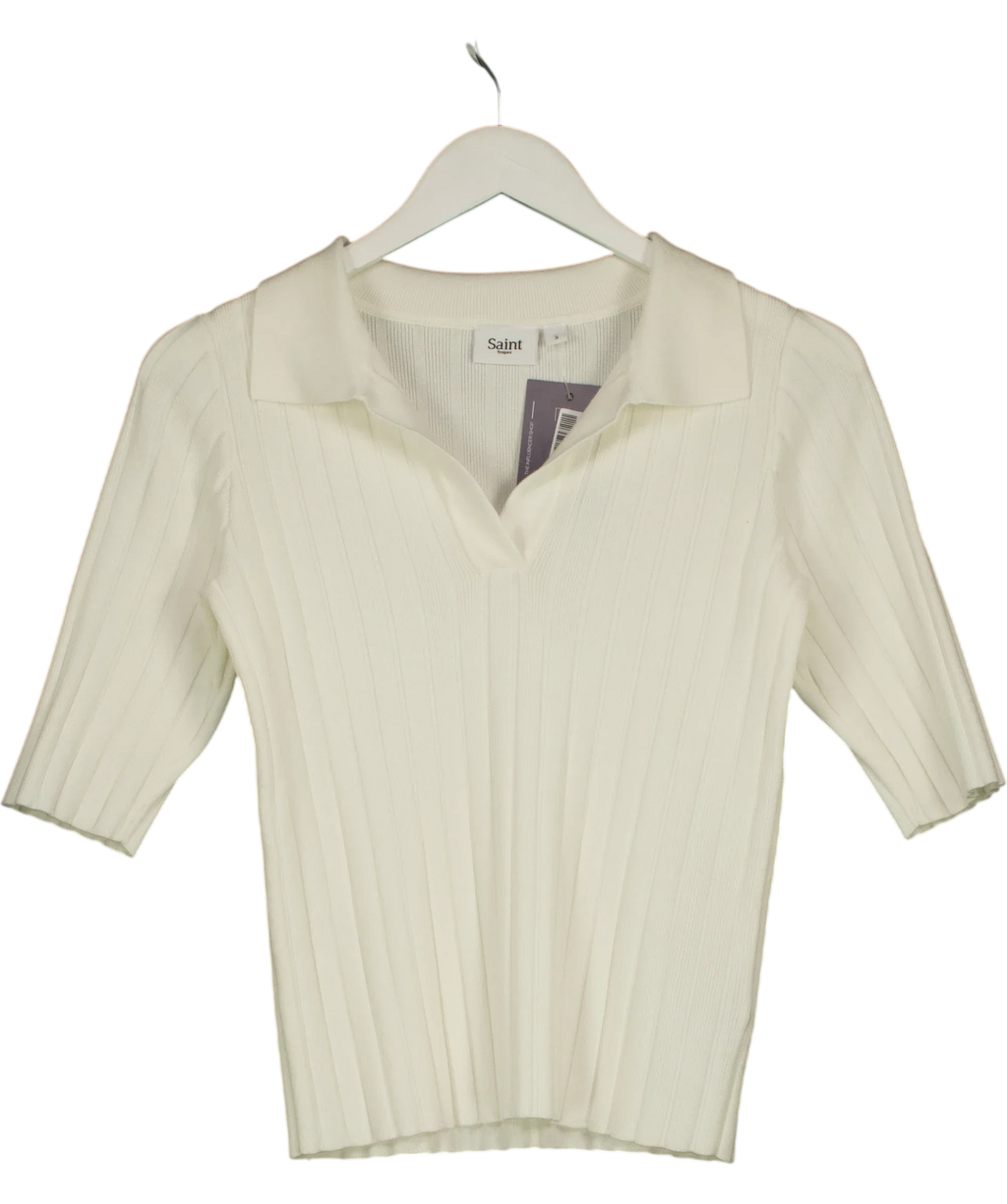 Saint Tropez White JuannaSZ Polo Pullover, size UK S — front