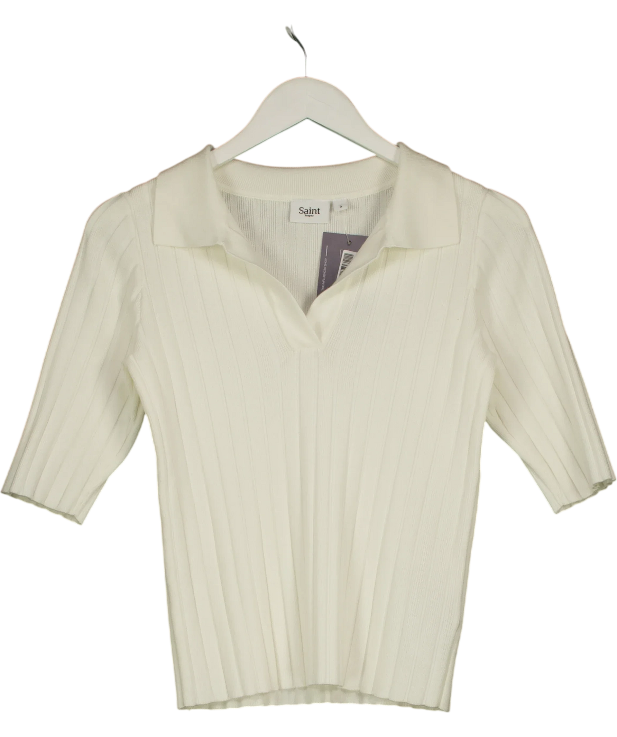 Saint Tropez White JuannaSZ Polo Pullover, size UK S — front