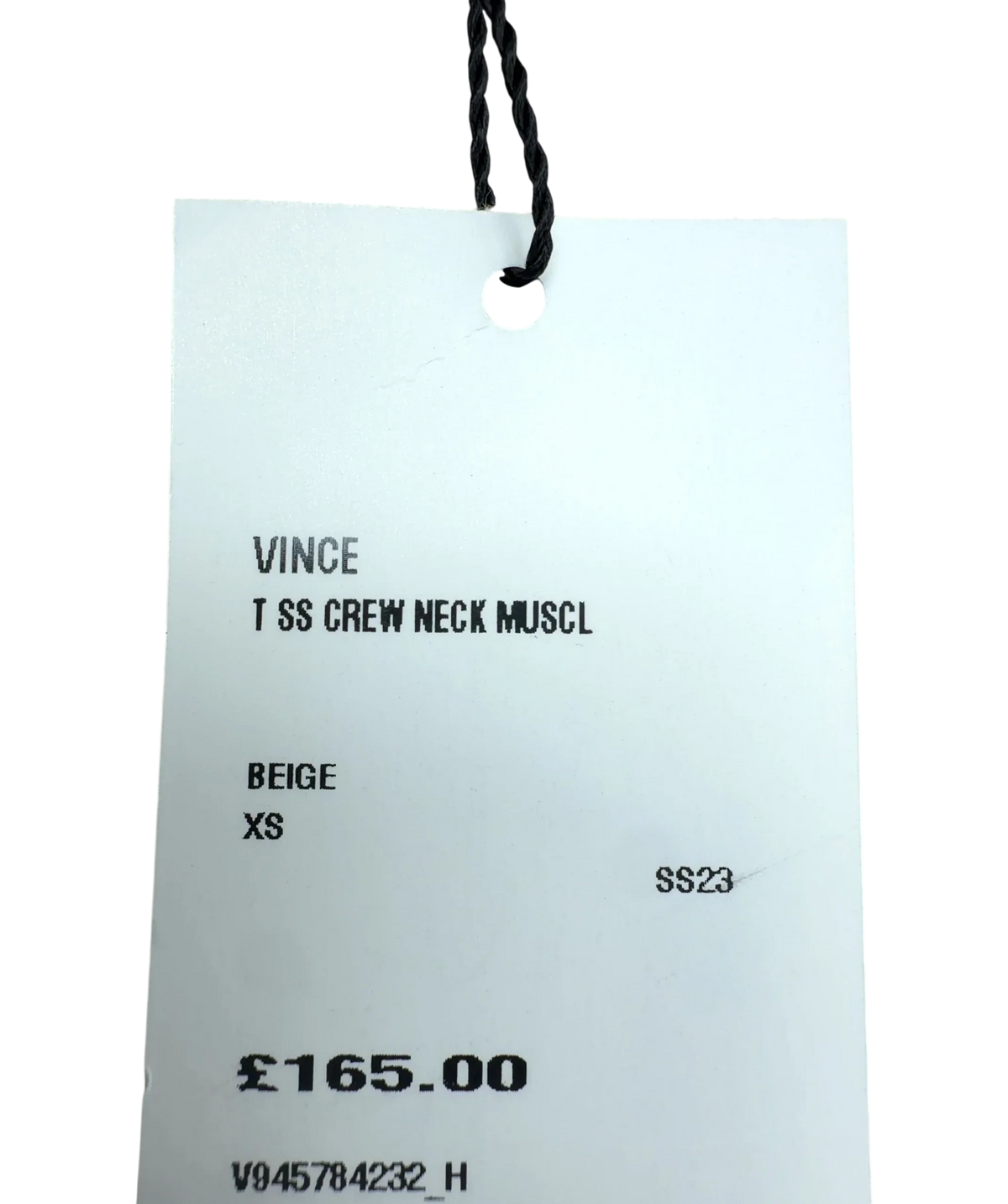 Vince Beige Crew Neck Muscle Tee, size UK XS — fabric detail