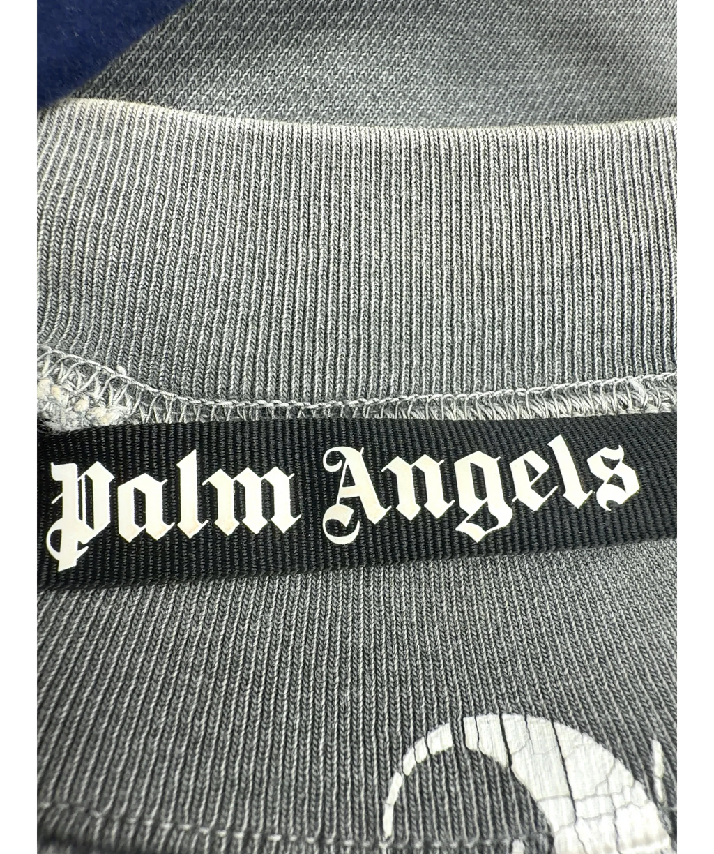 Palm Angels Grey curved logo sweatshirt, size UK S — detail