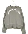 Palm Angels Grey curved logo sweatshirt, size UK S — front