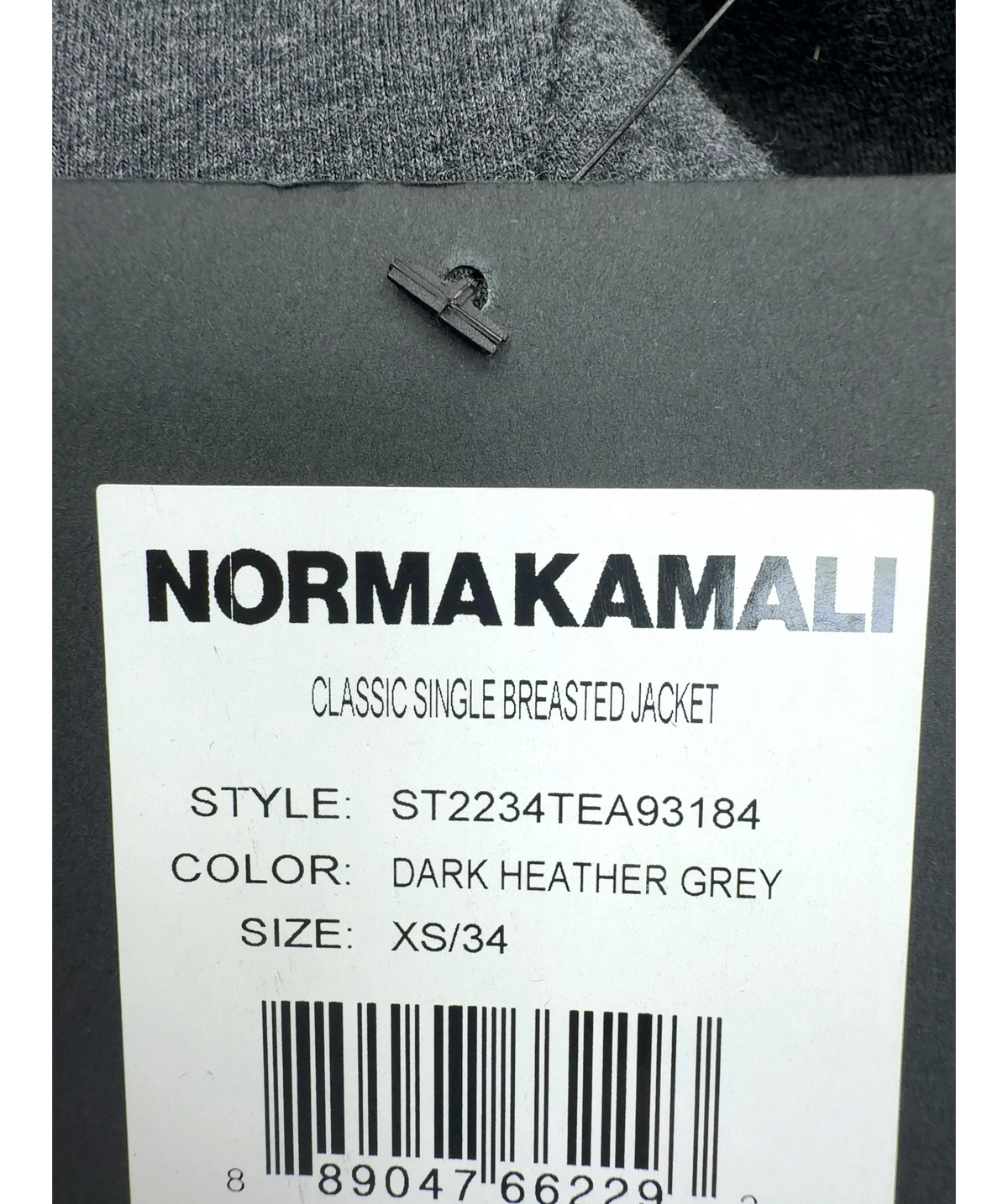 Norma Kamali Grey Classic Single Breasted Jacket, size UK XS — detail