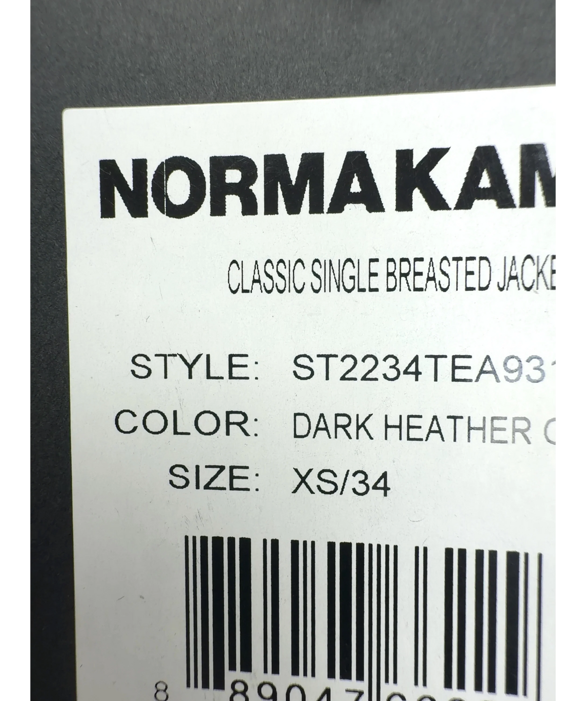 Norma Kamali Grey Classic Single Breasted Jacket, size UK XS — care label