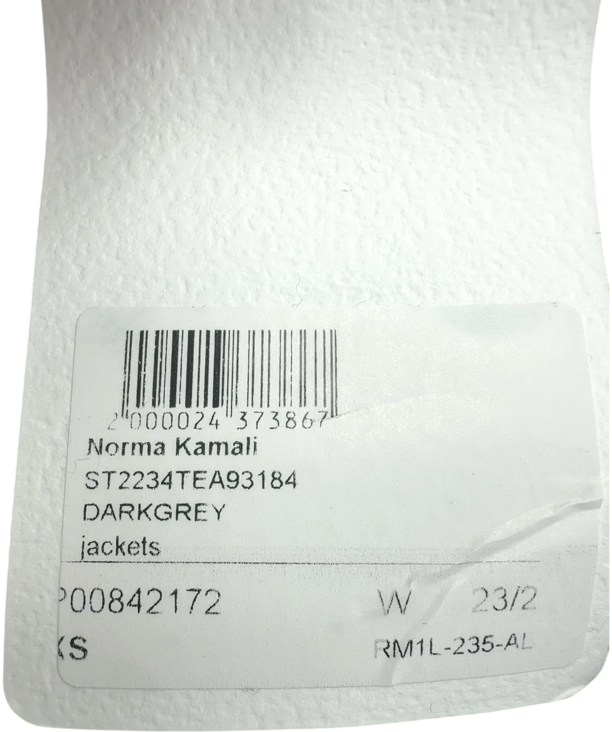 Norma Kamali Grey Classic Single Breasted Jacket, size UK XS — fabric detail