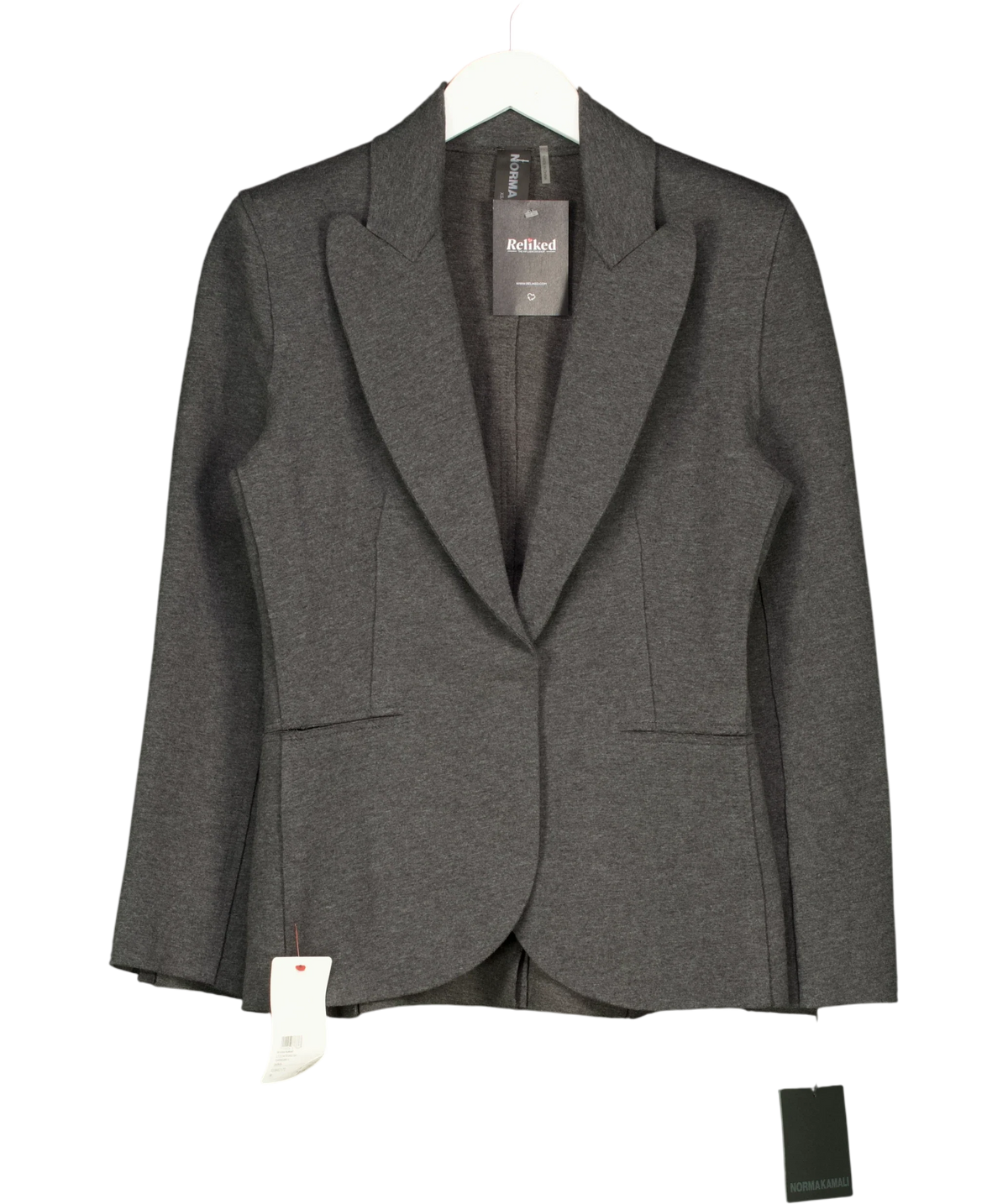 Norma Kamali Grey Classic Single Breasted Jacket, size UK XS — front