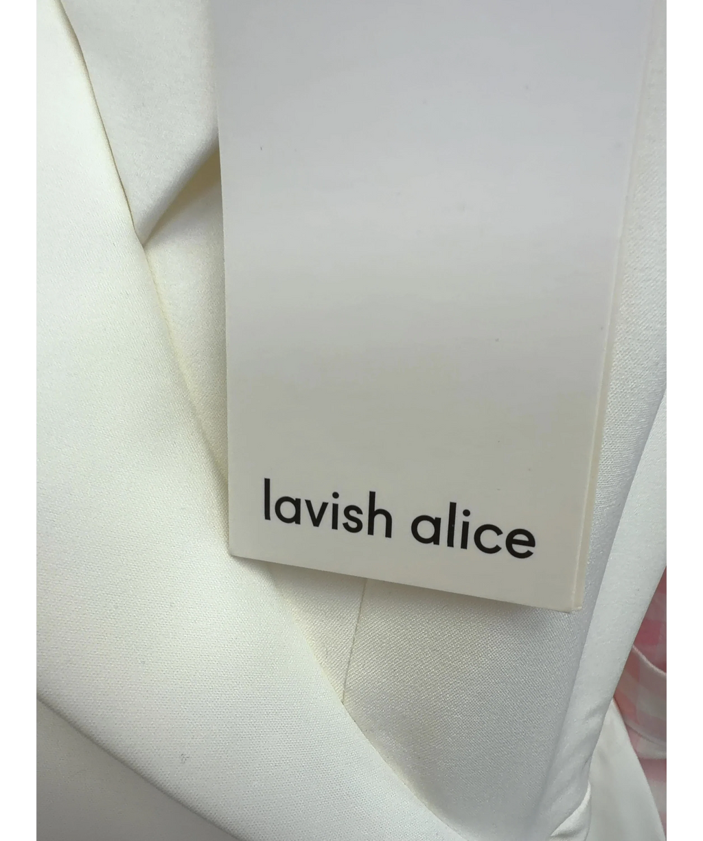 Lavish Alice White Asymmetric Ruffle Detail Midi Dress, size UK 8 — detail