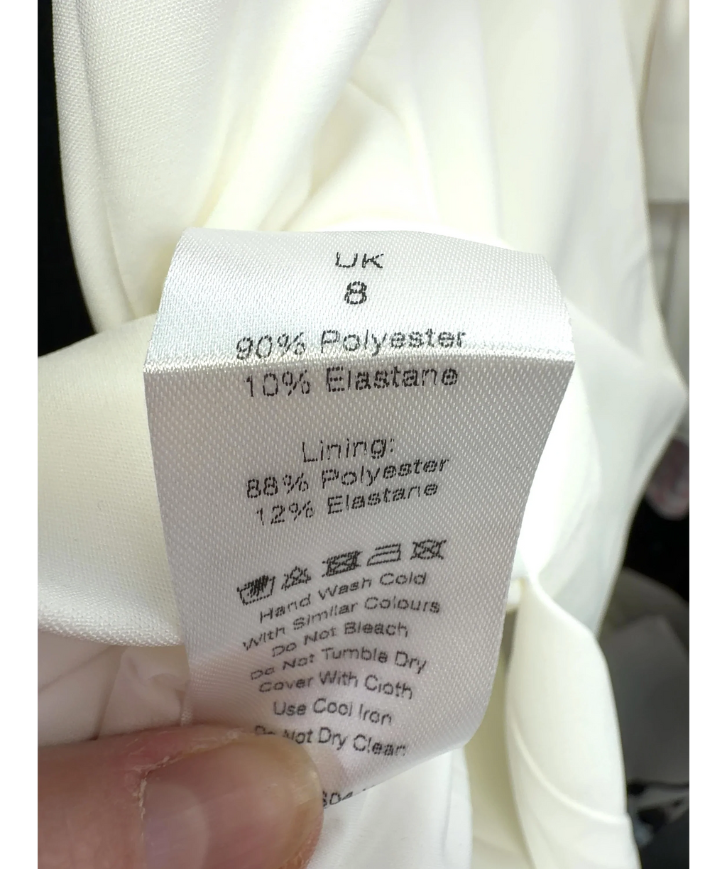Lavish Alice White Asymmetric Ruffle Detail Midi Dress, size UK 8 — label