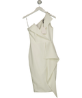 Lavish Alice White Asymmetric Ruffle Detail Midi Dress, size UK 8 — front