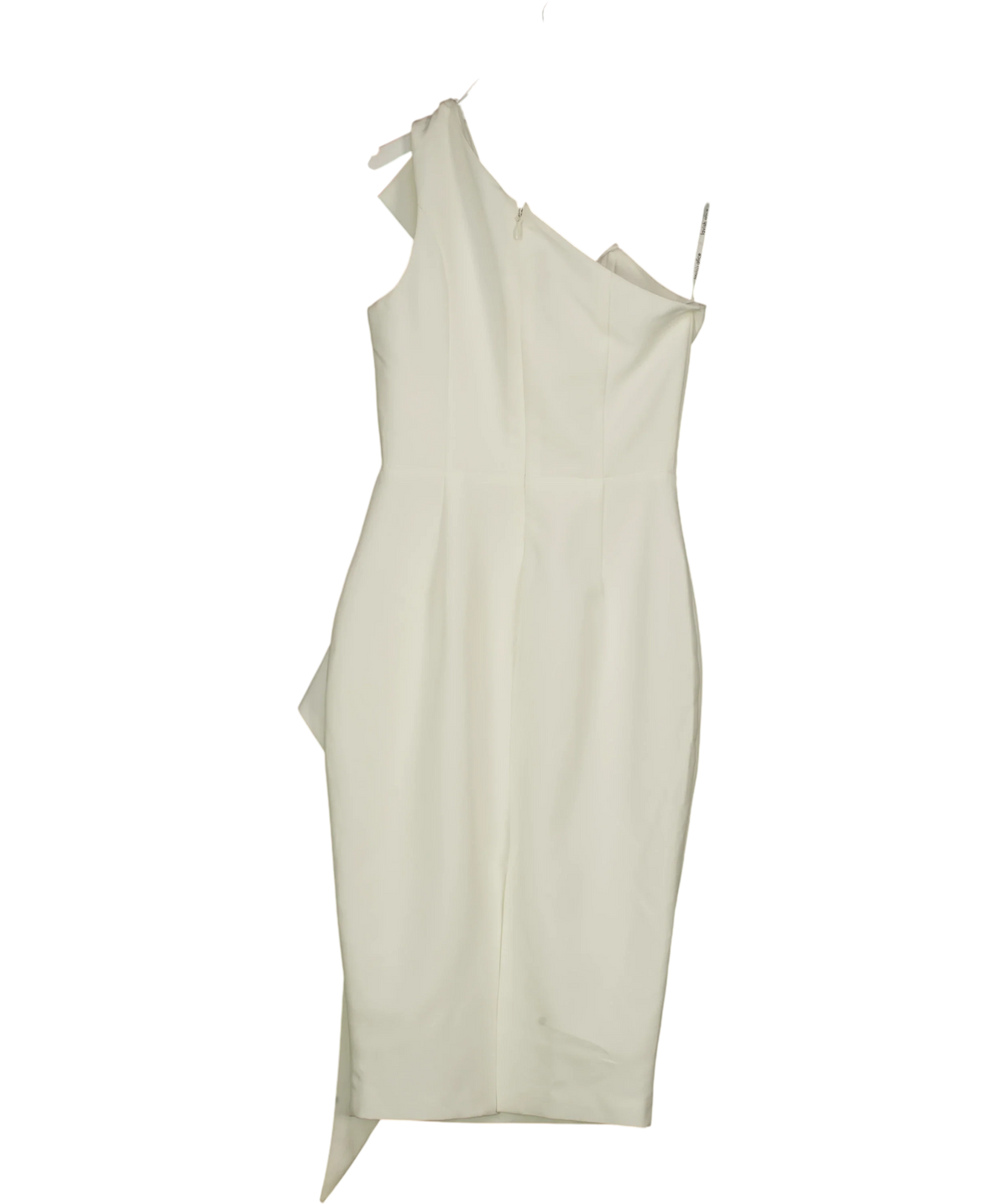 Lavish Alice White Asymmetric Ruffle Detail Midi Dress, size UK 8 — back