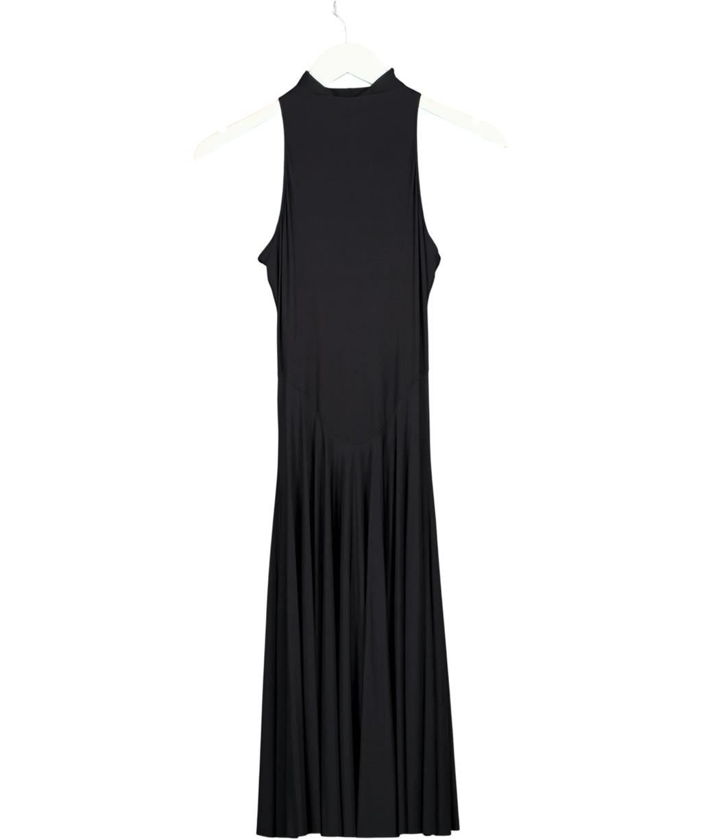 SKIMS Black Milky Sheer High Neck Midi Dress, size UK XS — front