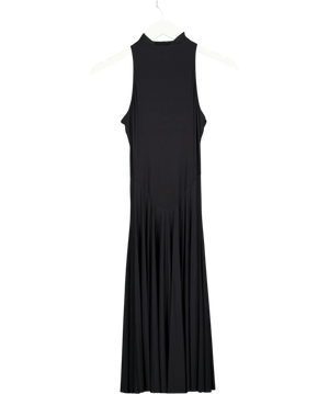 SKIMS Milky Sheer High Neck Midi Dress Black UK XS