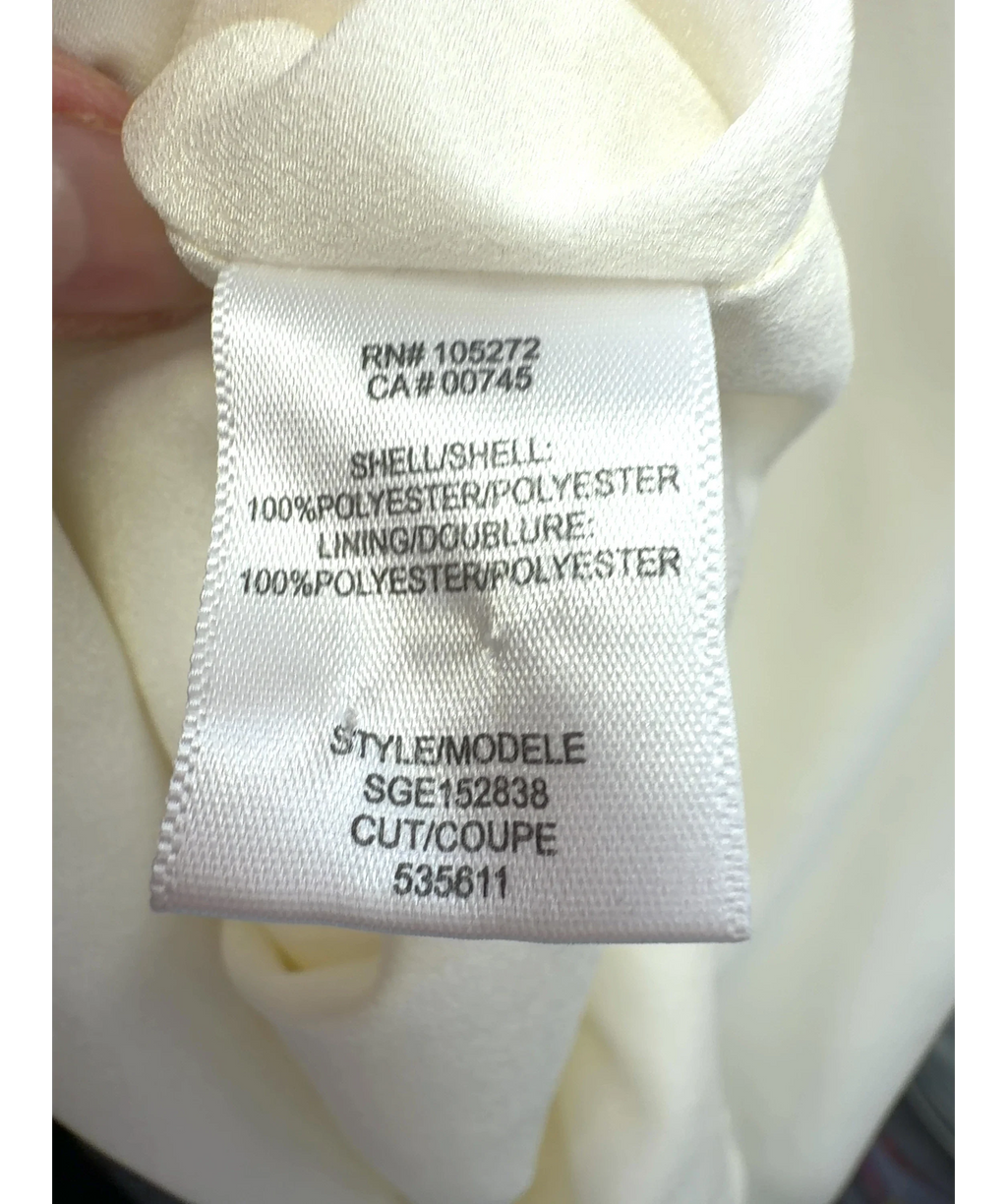 HALSTON HERITAGE White Sleeveless Mock Neck Dress with Drape Front, size UK 4 — label