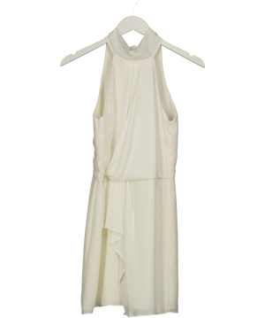 Halston Heritage Sleeveless Mock Neck Dress White UK 4