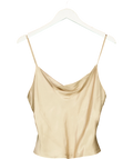 ZARA Beige Satin/Fluid Cowl Neck Cami Top, size UK M — front