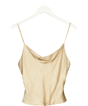 Zara Satin/Fluid Cowl Neck Cami Top Beige Uk M