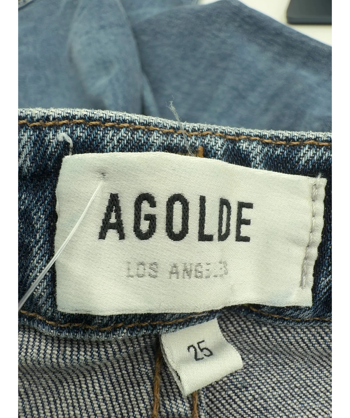 AGOLDE Blue Devon Low Rise Stovepipe jeans, size W25 — detail