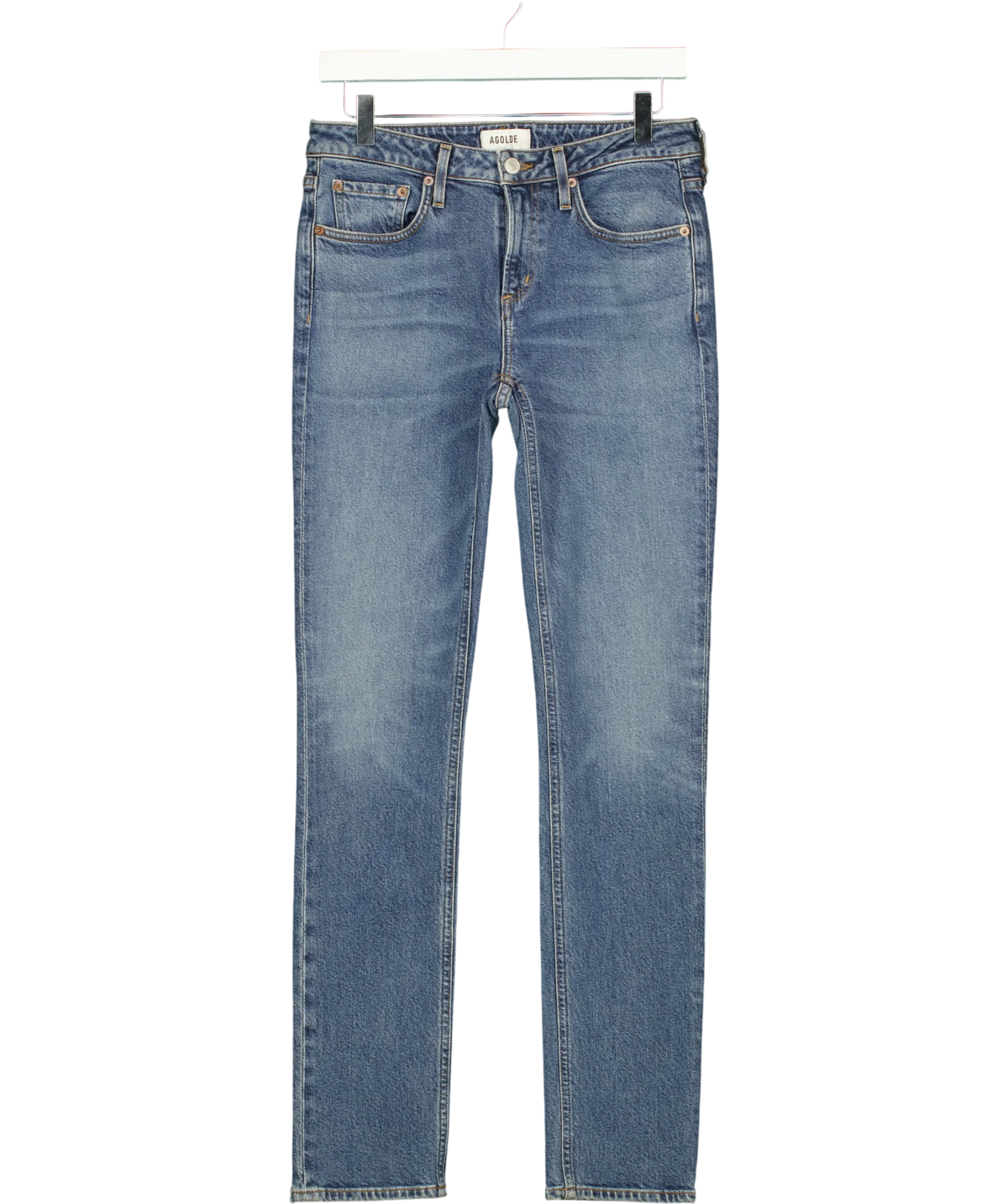 AGOLDE Blue Devon Low Rise Stovepipe jeans, size W25 — front