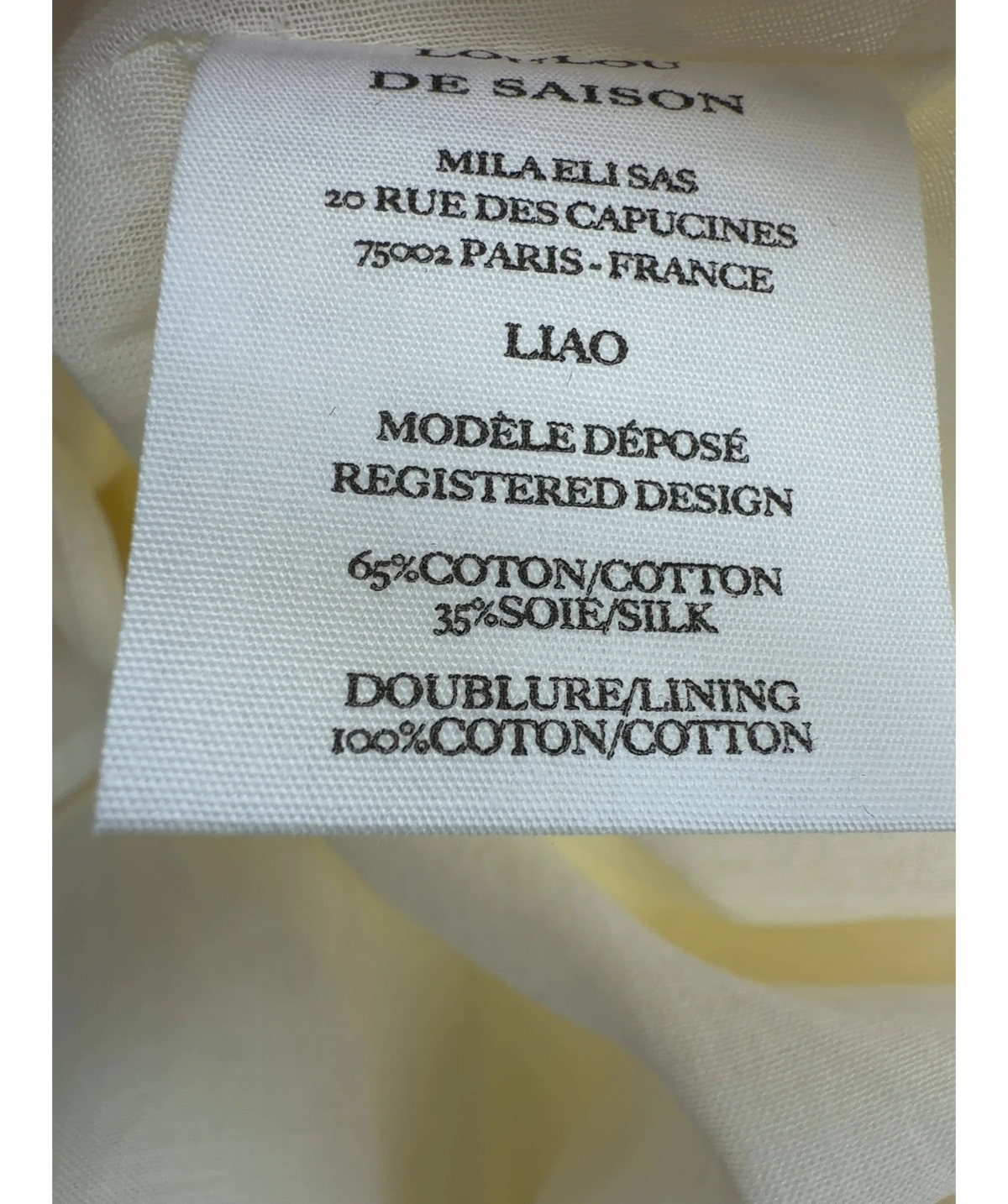 Loulou De Saison Cream LIAO Flaring Gathered Top, size UK M — label