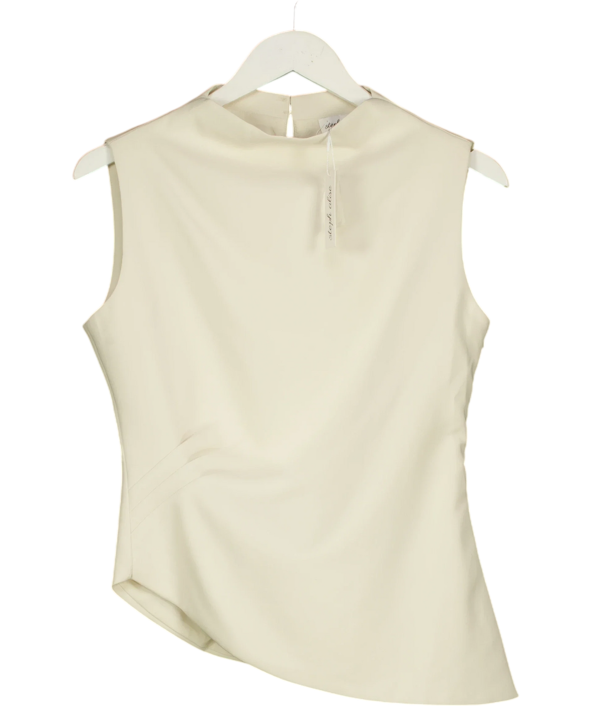steph alise White High Neck Crepe Top, size UK S — front