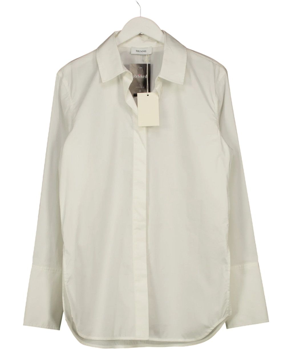 HENNE White Revanna Shirt, size UK 8 — front