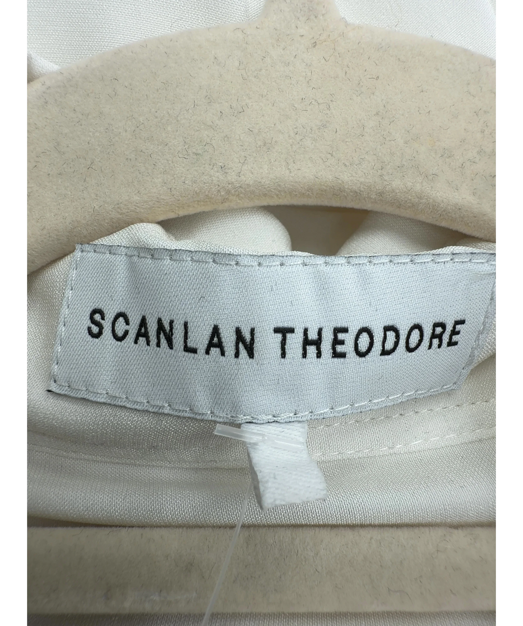 SCANLAN THEODORE White Relaxed Silk Shirt, size UK 8 — detail