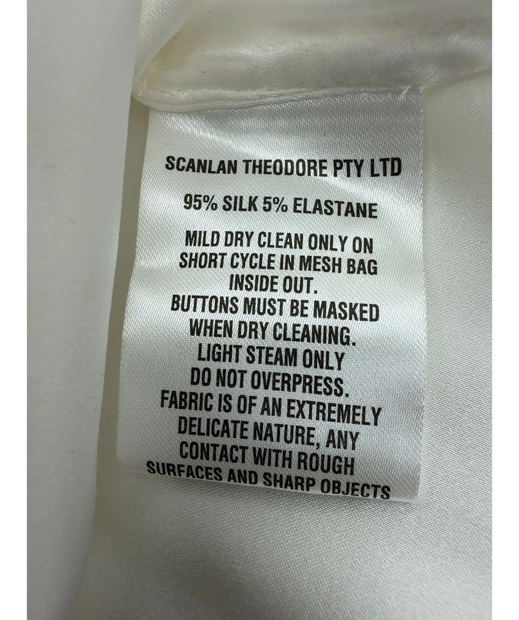 SCANLAN THEODORE White Relaxed Silk Shirt, size UK 8 — label