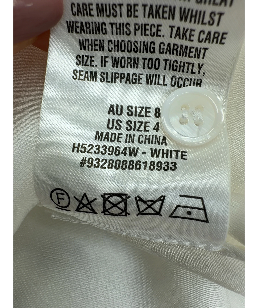 SCANLAN THEODORE White Relaxed Silk Shirt, size UK 8 — care label
