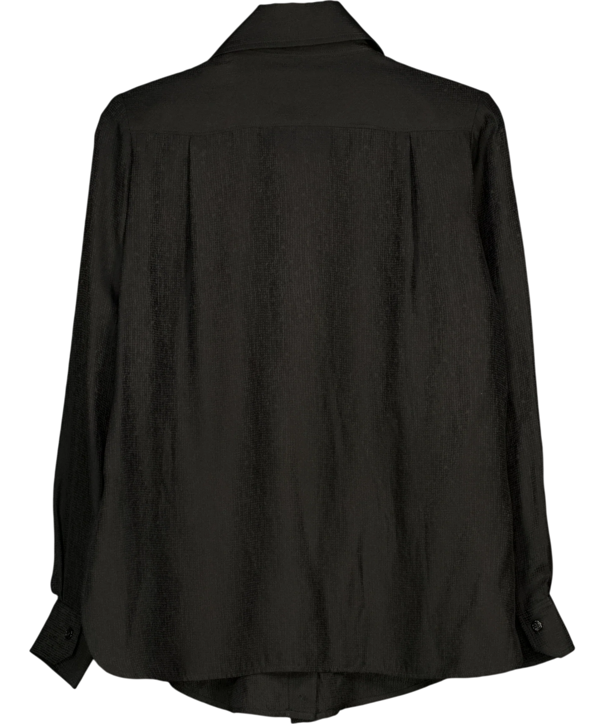 SCANLAN THEODORE Black Silk Jacquard Shoulder Pad Shirt, size UK 6 — back