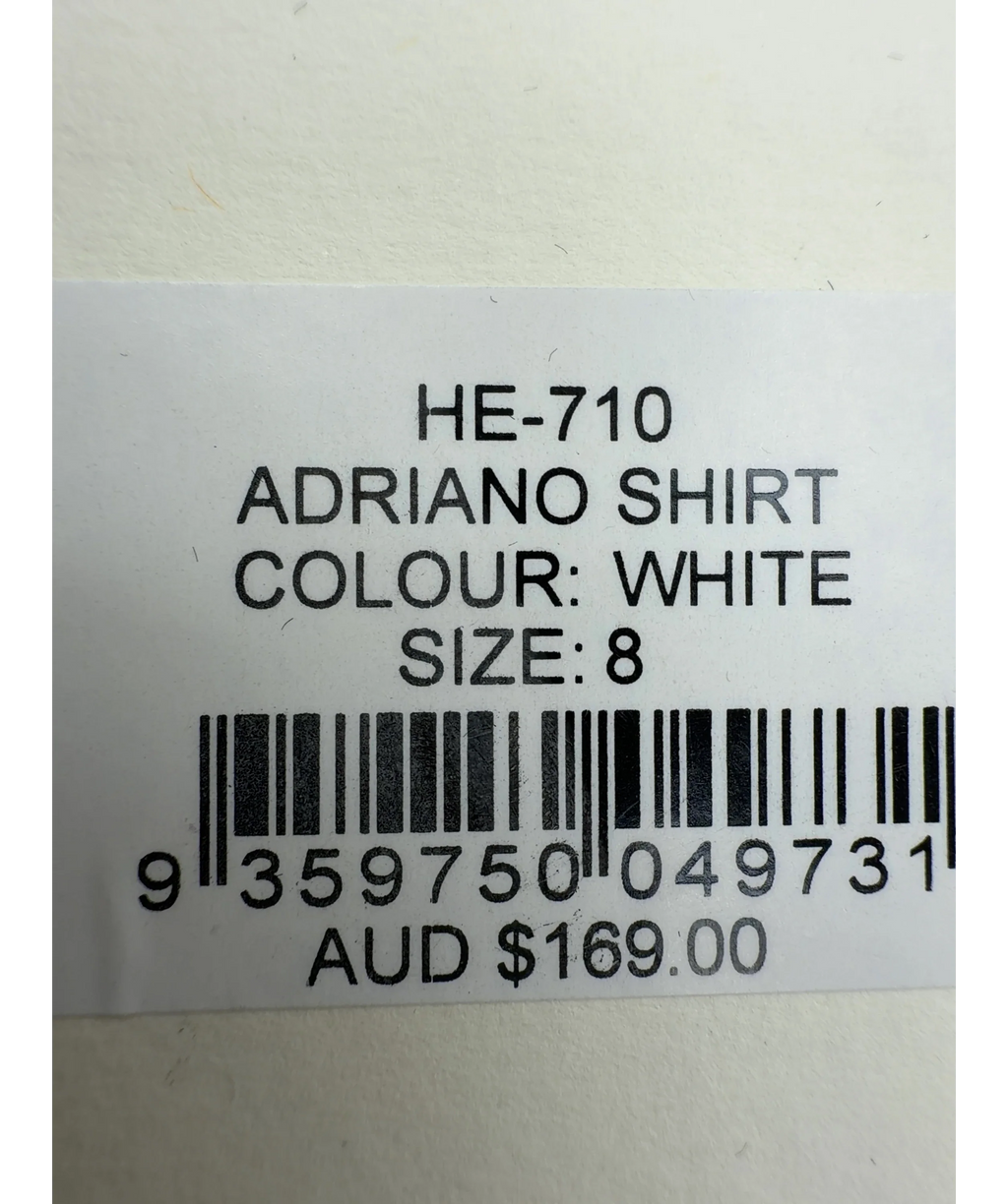 HENNE White Adriano Shirt, size UK 8 — care label