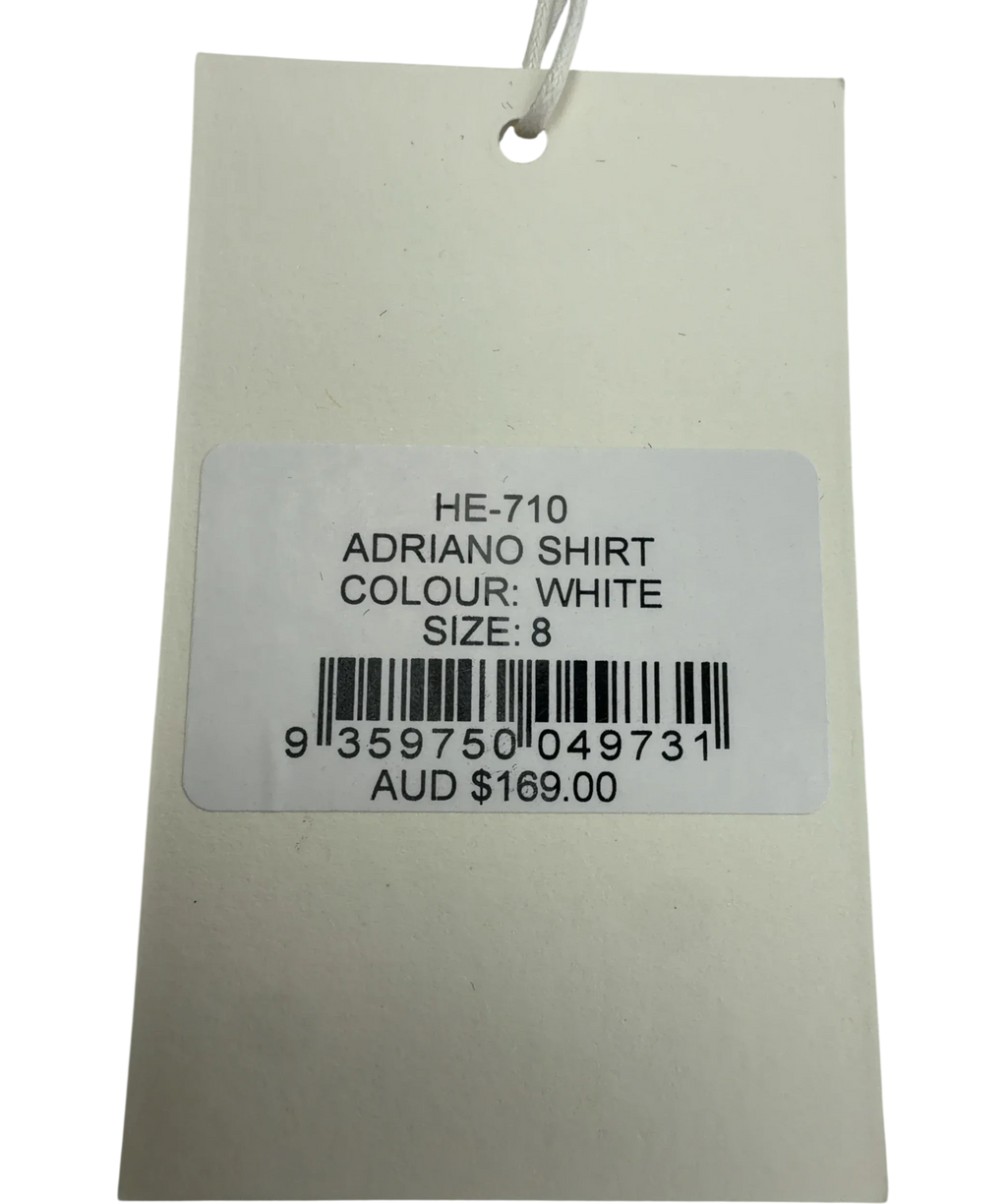 HENNE White Adriano Shirt, size UK 8 — fabric detail