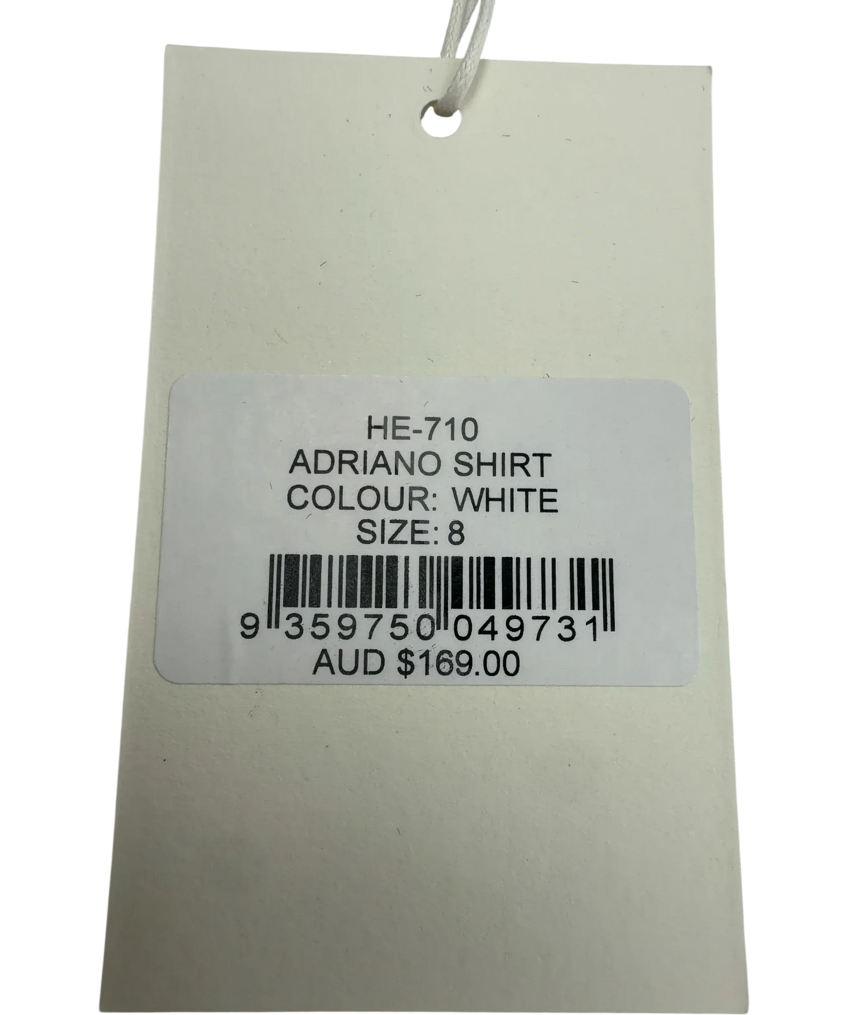HENNE White Adriano Shirt, size UK 8 — fabric detail