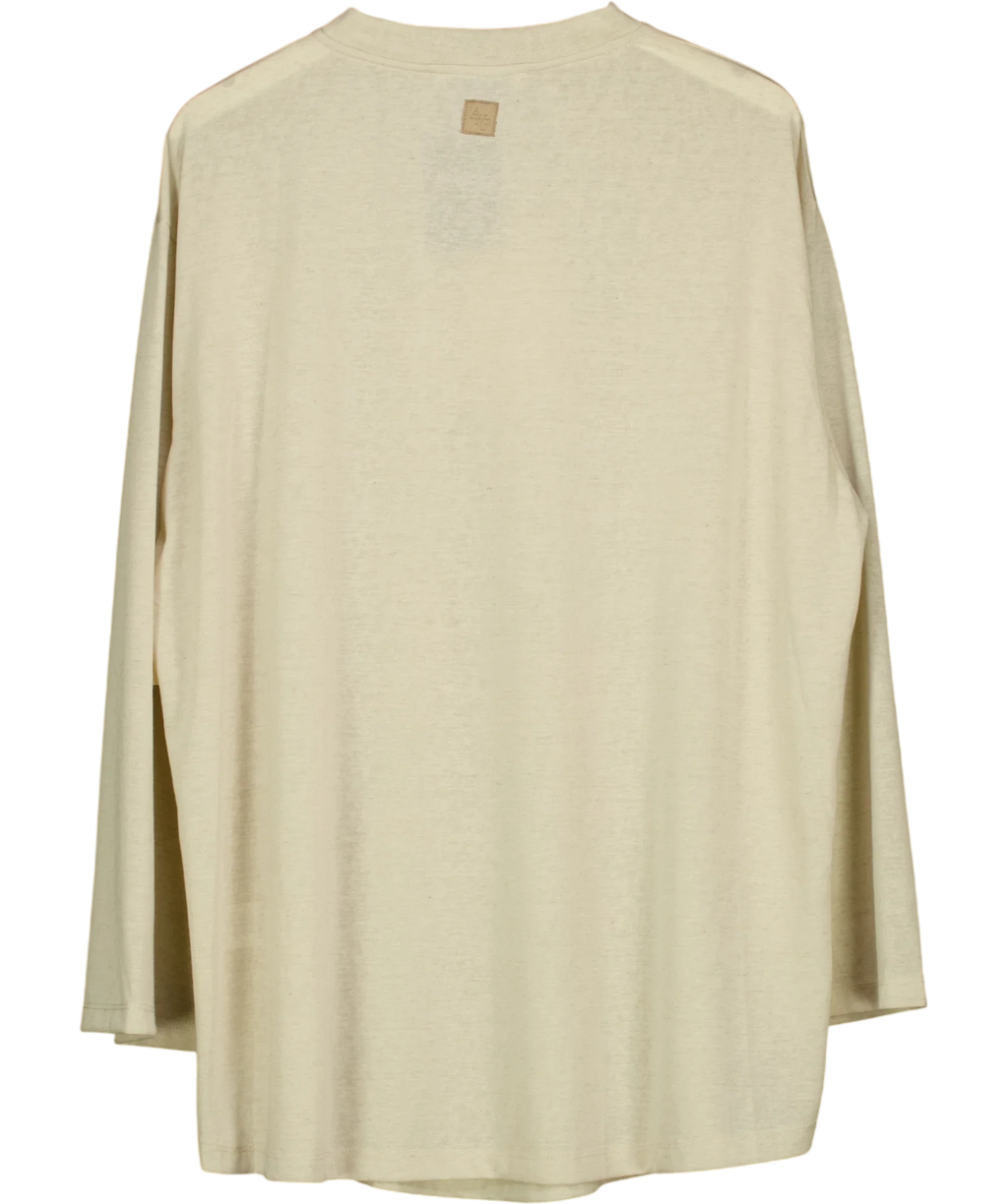ATELIER NINETY FIVE Beige Relaxed-Fit Long-Sleeve Jersey Top, size UK S — back