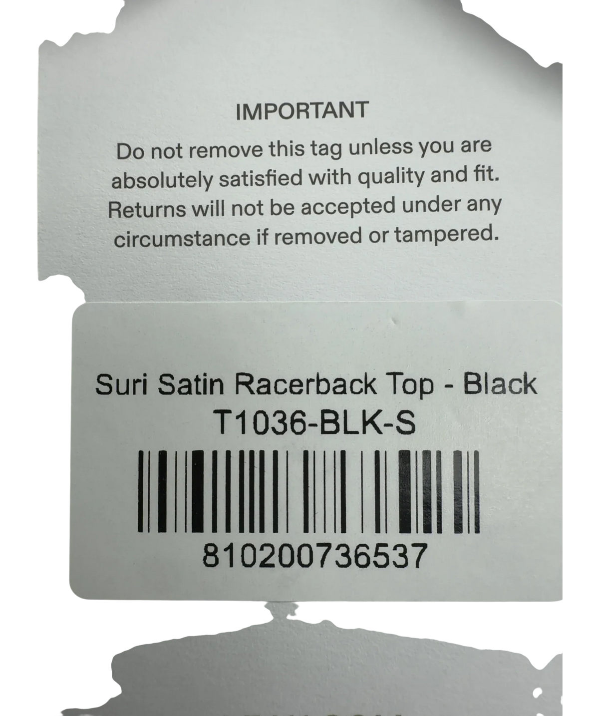 Leau Black Suri Satin Racerback Top - Black, size UK S — fabric detail