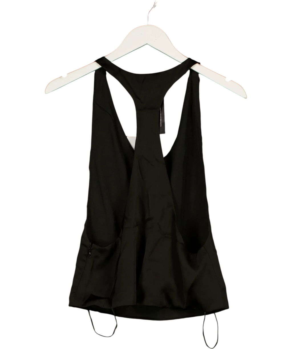 Leau Black Suri Satin Racerback Top - Black, size UK S — back