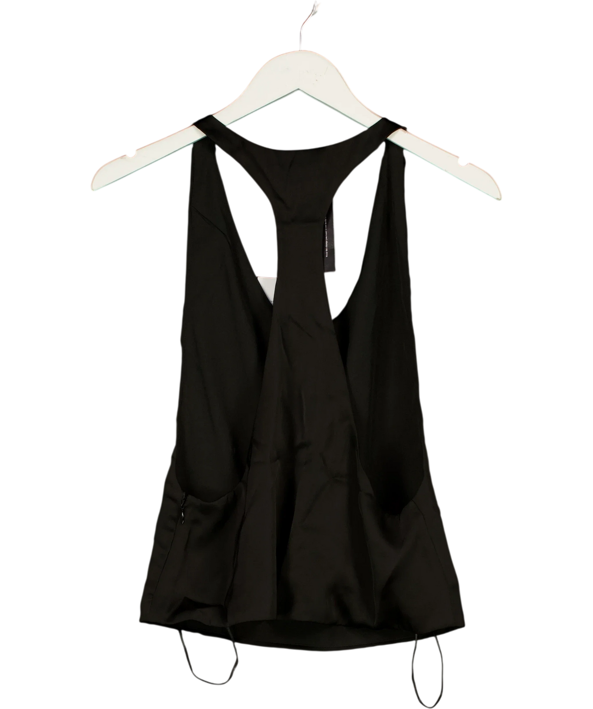 Leau Black Suri Satin Racerback Top - Black, size UK S — back