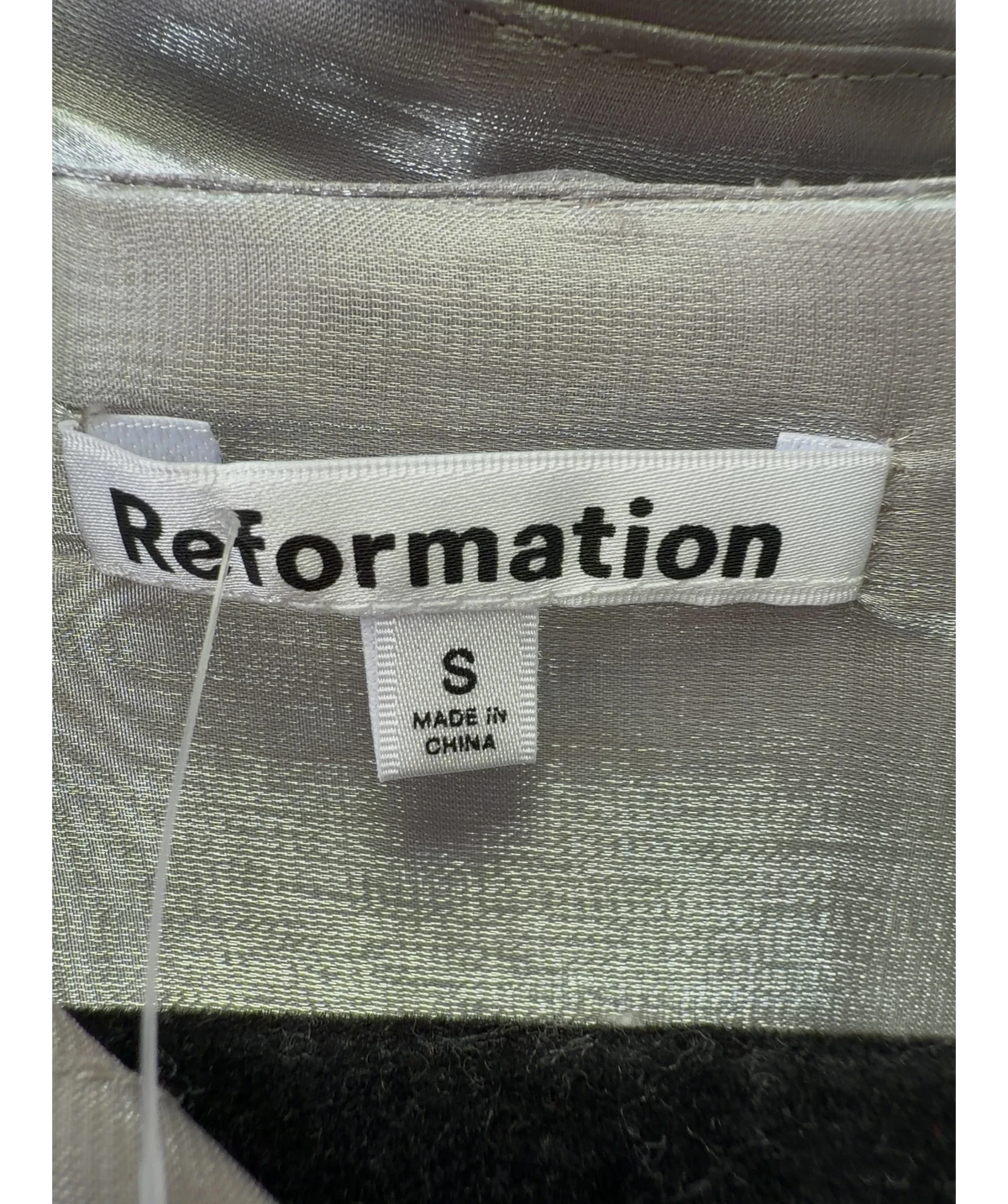 Reformation Grey Will Oversized Sheer Shirt, size UK S — care label